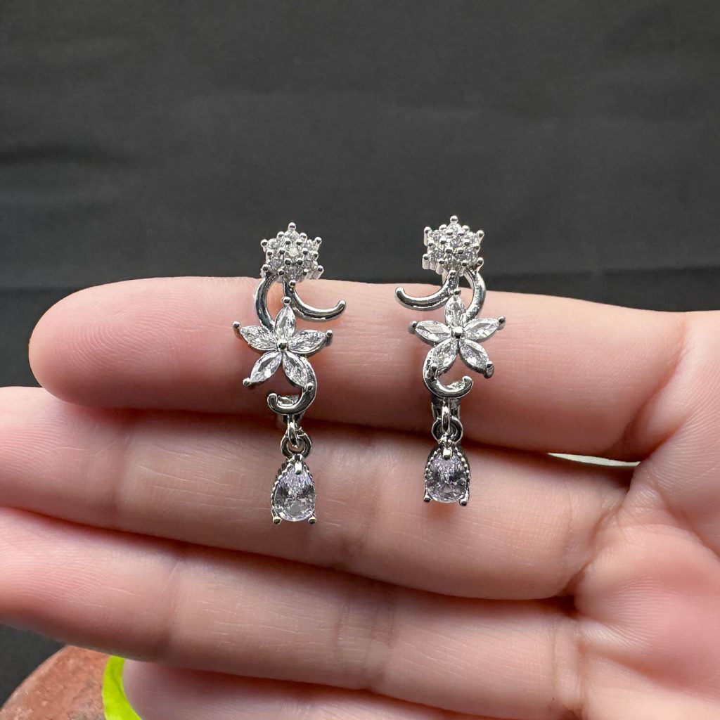 Aquamarine Blossom Earrings (White)