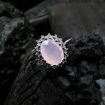 Elegant Oval Pink Rose Quartz Halo Ring