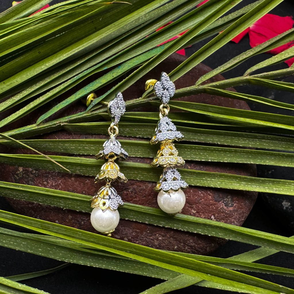 Elegant Pearl & Crystal Drop Earrings