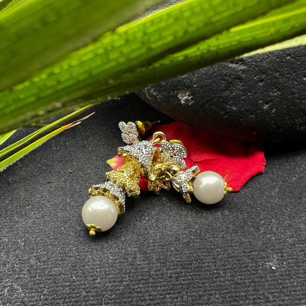 Elegant Pearl & Crystal Drop Earrings