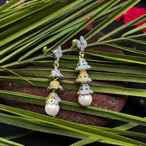 Elegant Pearl & Crystal Drop Earrings