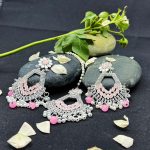 Elegant Pink Petal Earrings and Tikka Set - Nazli Fashions