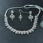 Elegant Pink and Silver Necklace Set