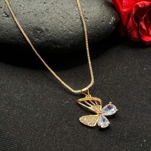 Golden Butterfly Crystal Necklace