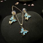 Delicate Butterfly Pendant and Earring Set