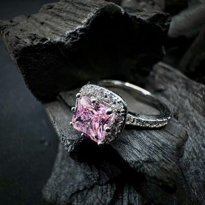 Radiant Pink Sapphire Halo Ring - Nazli Fashions