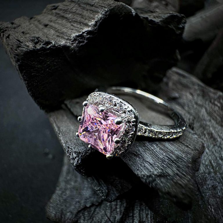 Radiant Pink Sapphire Halo Ring - Nazli Fashions