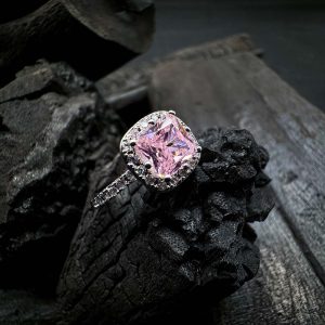 Radiant Pink Sapphire Halo Ring - Nazli Fashions