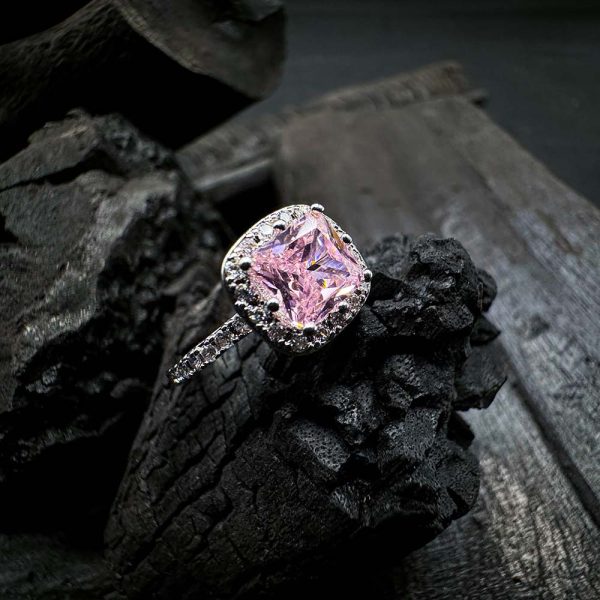 Radiant Pink Sapphire Halo Ring - Nazli Fashions