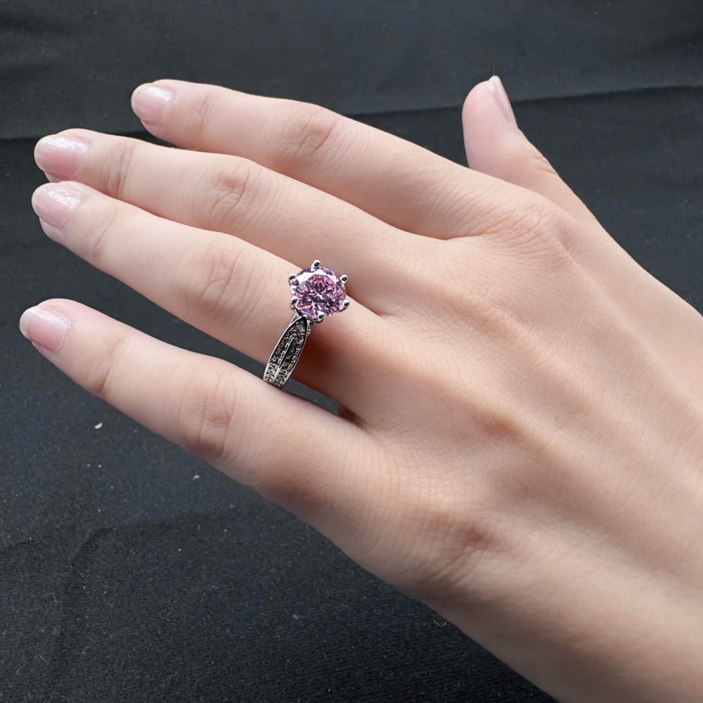 Majestic Pink Topaz Solitaire Ring - Nazli Fashions