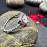 Pink Rose Quartz Heart Halo Ring
