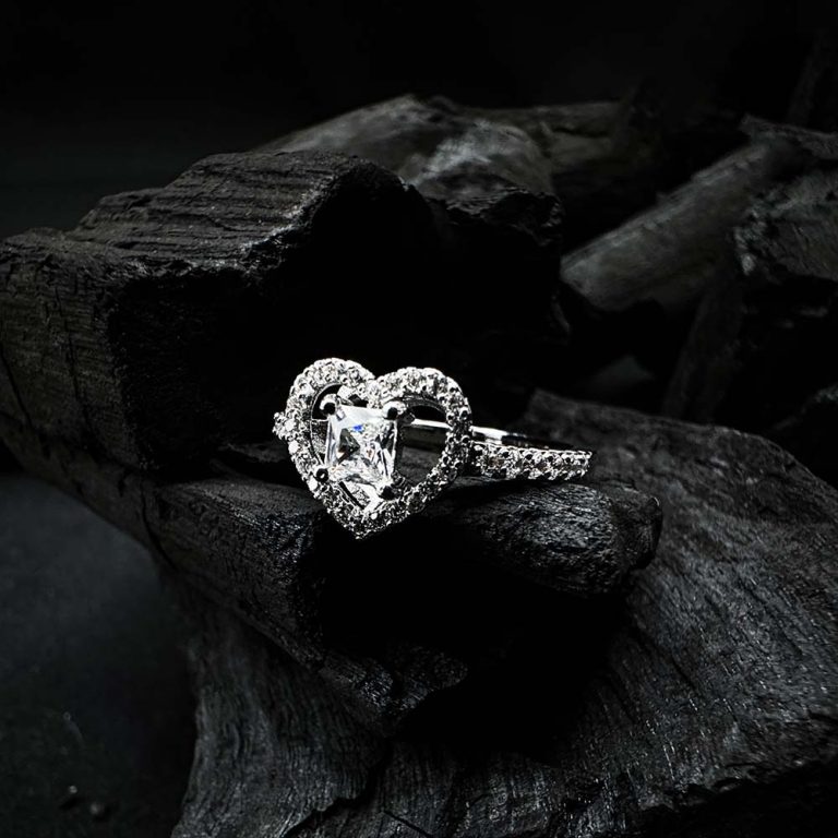 Princess Cut Heart Halo Ring