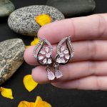 Ravishing Ruby Floral Drop Earrings (Rose Pink)