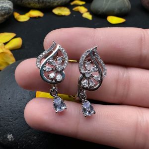 Ravishing Ruby Floral Drop Earrings (White)