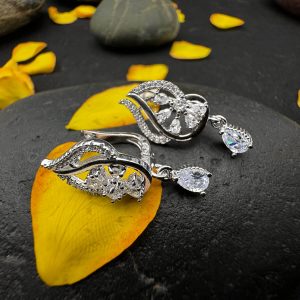Ravishing Ruby Floral Drop Earrings (White)