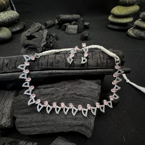 Rose Quartz and Diamond Floral Necklace & Earring Set