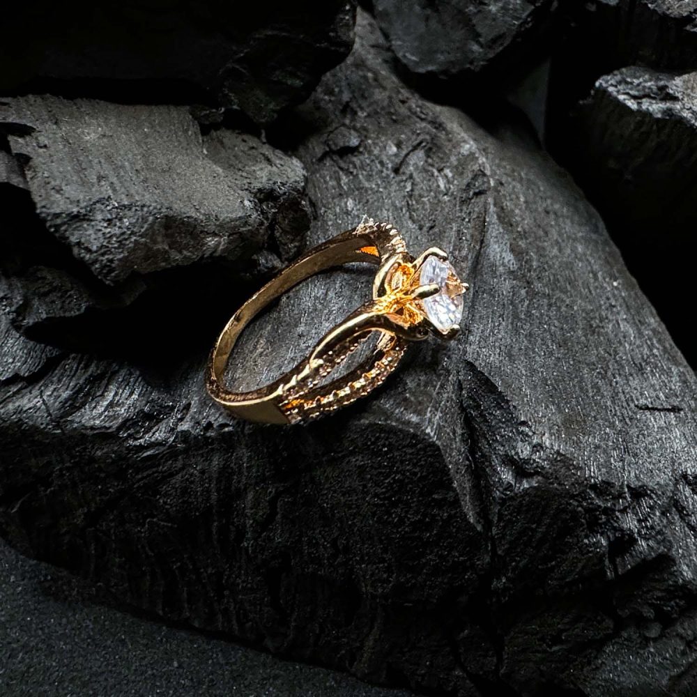 Stone Adorned Golden Ring