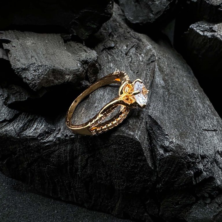 Stone Adorned Golden Ring