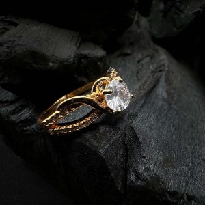 Stone Adorned Golden Ring