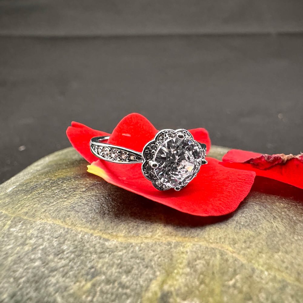 Timeless Round-Cut Diamond Floral Ring